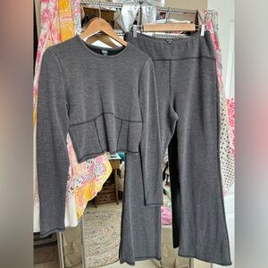 Wild Fable Set Ribbed Flare Leggings & Long Sleeve Corset Seam Top